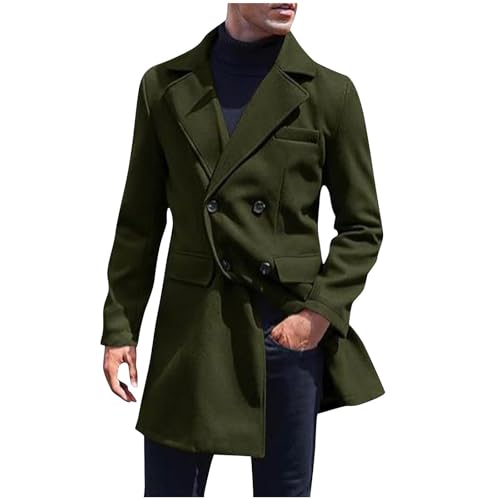 Cambkatl Classic Double Breasted Trench Coat for Men Wool